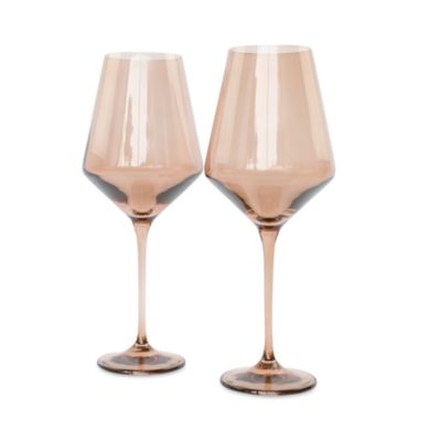 Estelle Colored Glass Stem Wineglasses, Set of 2