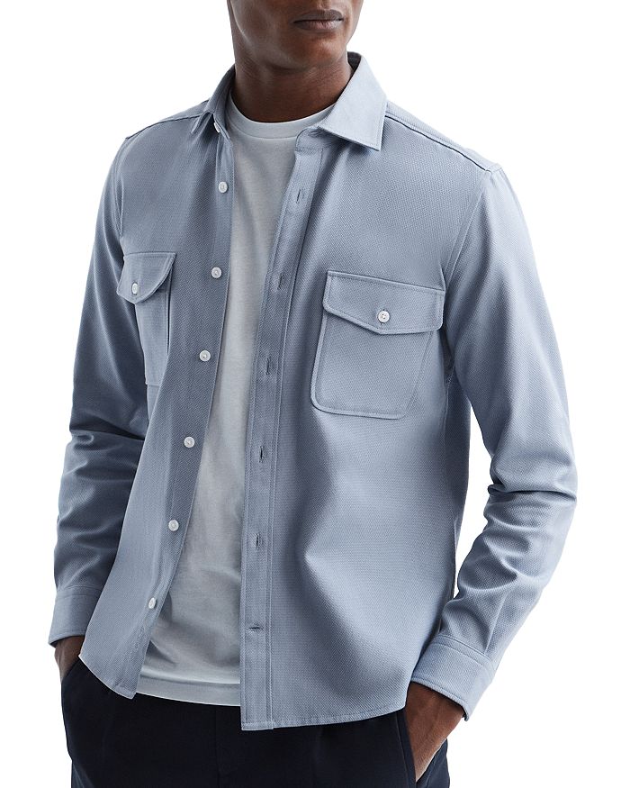 REISS Arlo Long Sleeve Textured Canvas Shirt Bloomingdale's