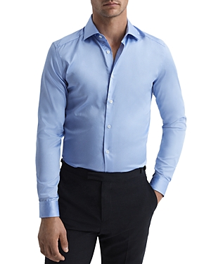 Reiss Remote Slim Fit Cotton Button-up Shirt In Mid Blue