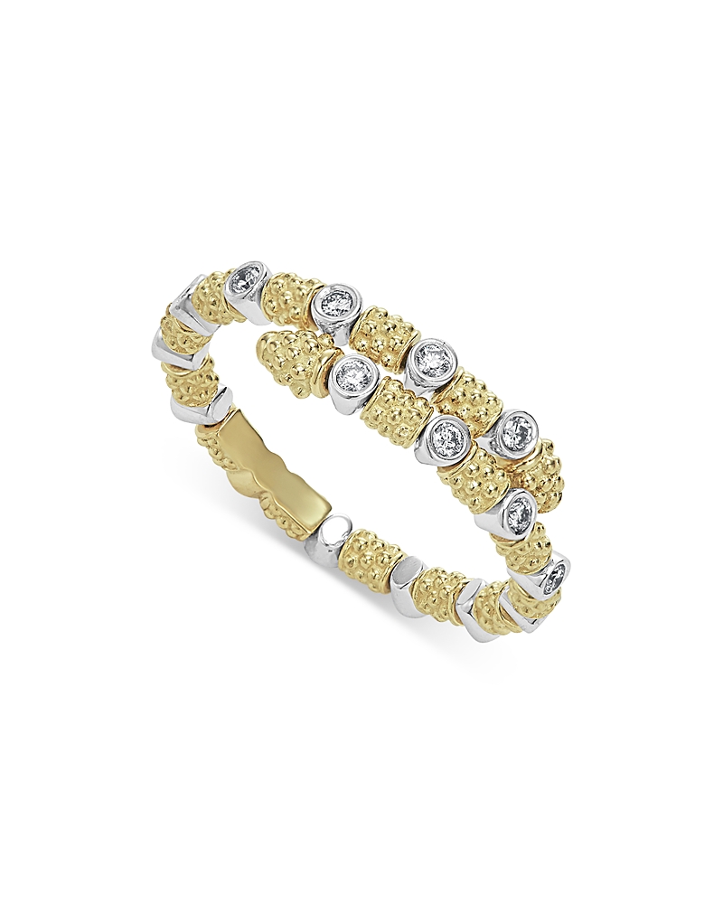 Lagos 18k White & Yellow Gold Signature Caviar Diamond Coil Ring In Gold/white