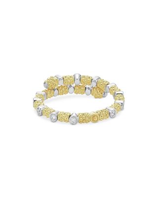 18K White & Yellow Gold Signature Caviar Diamond Coil Ring