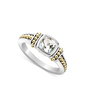 Shop Lagos 18k Gold Rittenhouse White Topaz Ring In White/gold