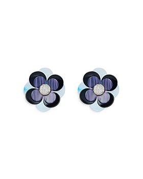 Lele Sadoughi - Zinnia Tri-Tone Floral Button Earrings