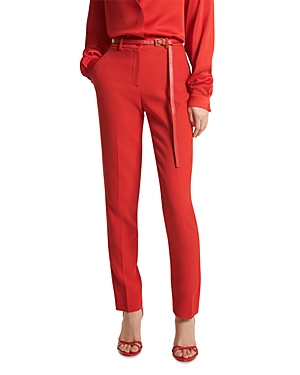Michael Kors Samantha Double Crepe Sablé Slim-leg Pants In Poppy