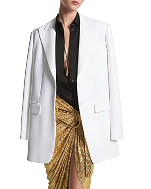Michael Kors Double Face Crepe Boyfriend Blazer In Optic White