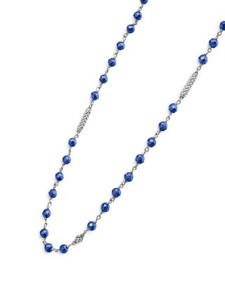Sterling Silver Caviar Bead Station Necklace, 34"