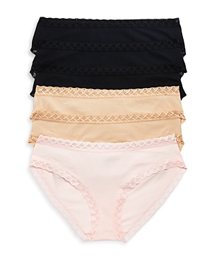 Natori Bliss 6-pack Cotton Briefs In Black/cafe/pink