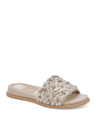 Dolce Vita Women's Grazie Pearl Slip On Woven Slide Sandals ...