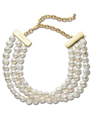 Cult Gaia Nora Cultured Freshwater Pearl Triple Row Choker Necklace, 16.25