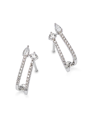 Bloomingdale's Diamond Pear & Round Double Huggie Hoop Earrings in 14K White Gold, 0.30 ct. t.w. - 100% Exclusive