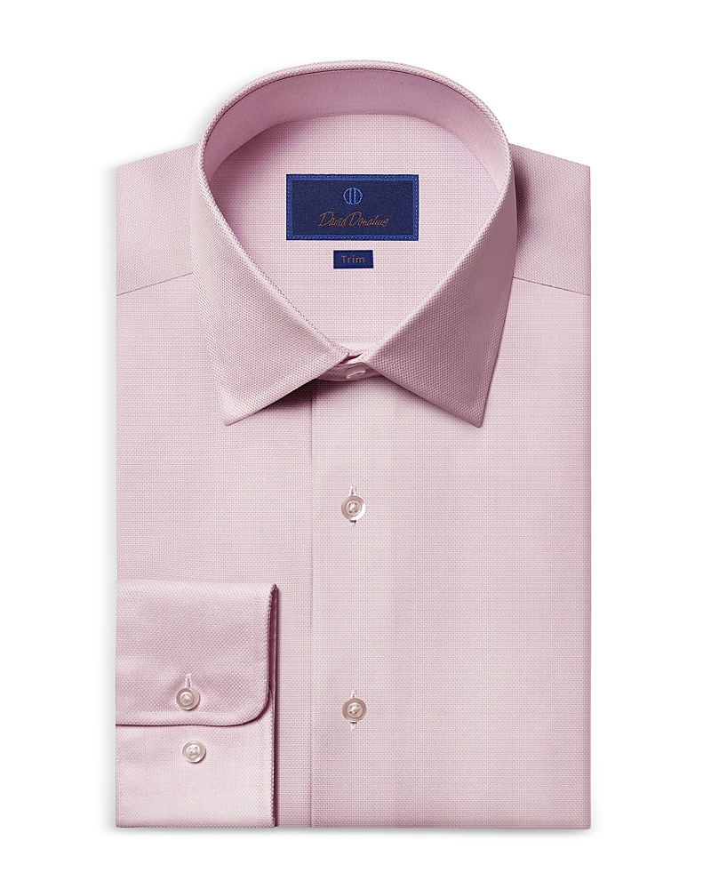 David Donahue Trim Fit Micro Diamond Dobby Dress Shirt In Pink