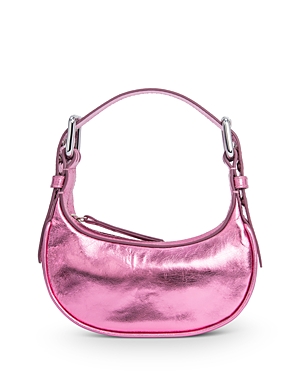 Shop By Far Mini Soho Metallic Shoulder Bag In Lipstick/silver