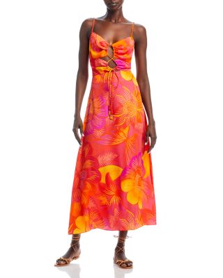 knee length dresses for ladies Farm Rio Long Sleeve Pleated Maxi Dress main image 1