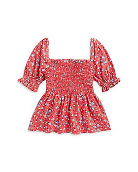 Ralph Lauren - Girls' Ditsy Floral Print Smocked Cotton Jersey Top - Little Kid
