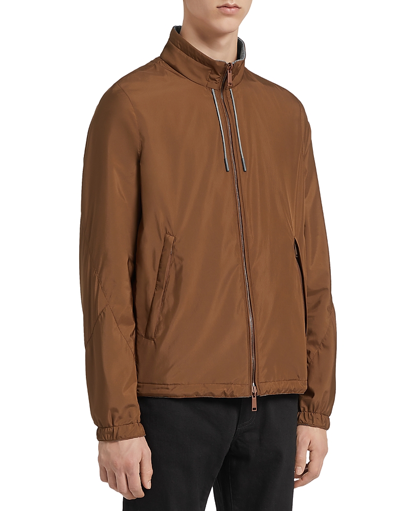 Zegna Reversible Zip-up Sport Jacket In Medium Brown