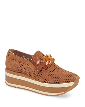 Shop Dolce Vita Women's Jhenee Slip On Perforated Chain Sneakers In Pecan Suede