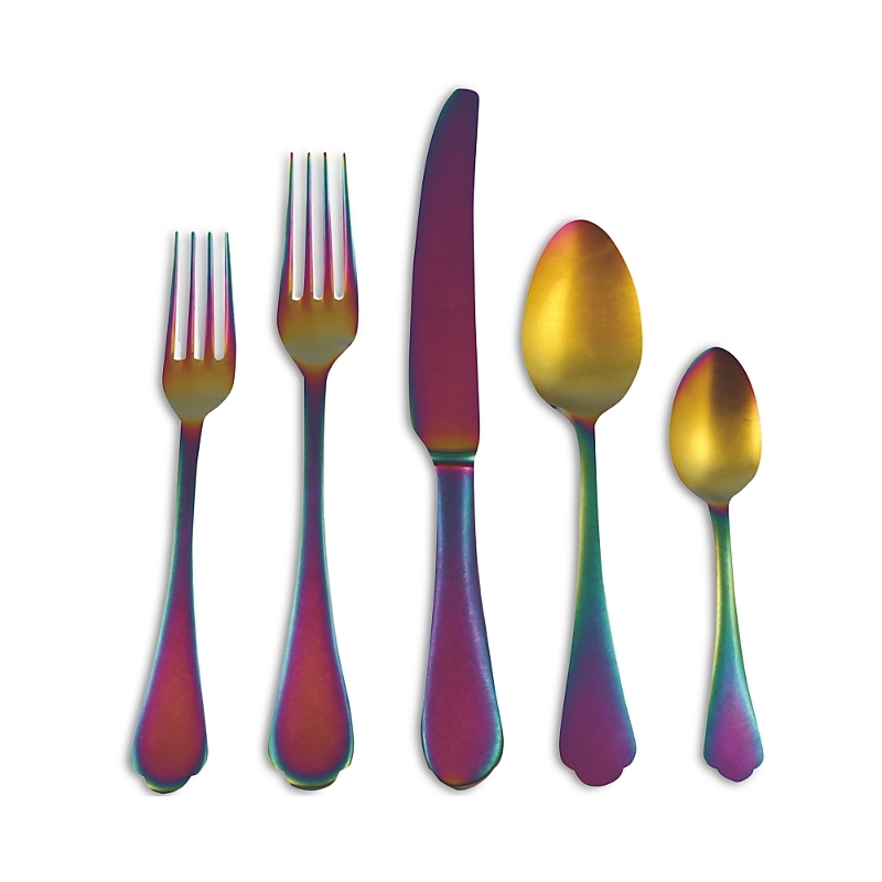 Mepra Dolce Vita Pewter Rainbow 5-piece Flatware Set In Multi