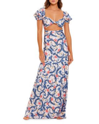fitted lace wedding dress A.L.C. Moira Matte Women's Blue Polyester Fully Lined Halter Neck Plea –  TheFabNest main image 1
