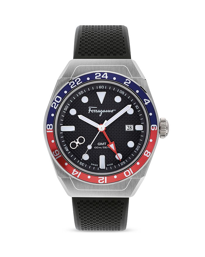 Ferragamo - SLX GMT Dual Color Bezel Stainless Steel Watch, 43mm
