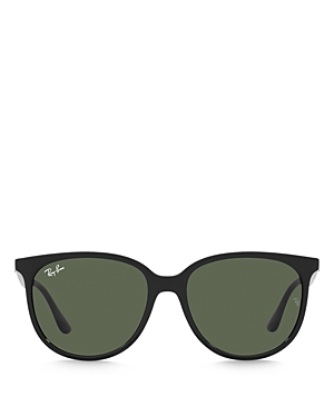 Ray Ban Ray-ban Low Bridge Fit Square Sunglasses, 54mm In Black/green Solid