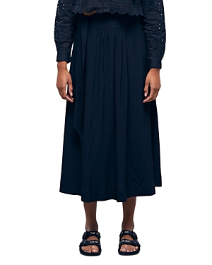 The Kooples Ruched Midi Skirt In Black