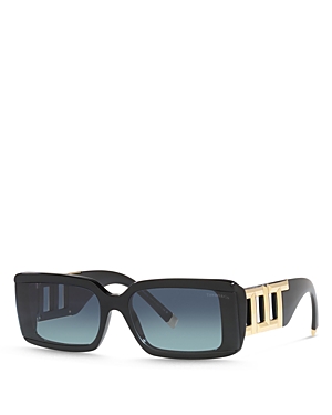 Shop Tiffany & Co Rectangle Sunglasses, 62mm In Black/blue Gradient