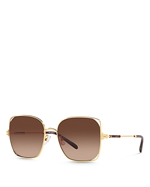 Shop Tory Burch Polarized Square Sunglasses, 55mm In Gold/brown Polarized Gradient