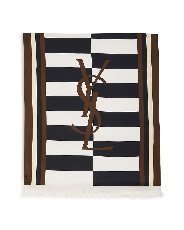 Saint Laurent Women's Cassandre Silk Scarf Beige main image 1