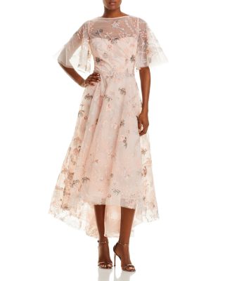 green emerald velvet dress Teri Jon by Rickie Freeman Floral Embroidered Tulle Gown