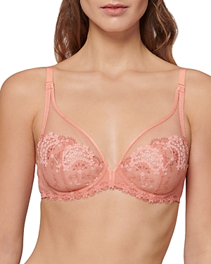 Simone Perele Wish Sheer Plunge Bra In Ginger Pink