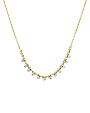 Shop Meira T 14k Yellow Gold Diamond Bezel Drop Bead Chain Necklace, 18 In Gold/white