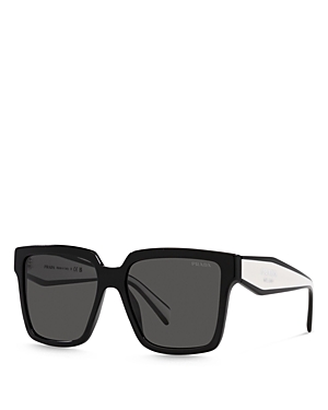 Shop Prada Square Sunglasses, 56mm In Black/gray Solid