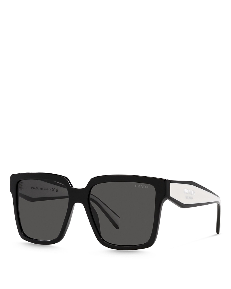 Prada Square Sunglasses, 56mm In Black/gray Solid