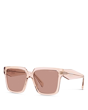 Shop Prada Square Sunglasses, 56mm In Pink/pink Solid