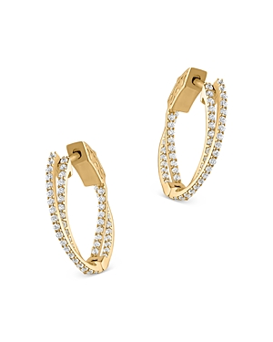 Bloomingdale's Diamond Crossover Hoop Earrings In 14k Yellow Gold, 1.00 Ct. T. W. - Exclusive In Gold