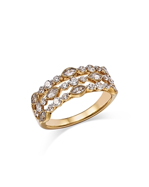 Bloomingdale's Diamond Triple Row Ring In 14k Yellow Gold, 1 Ct. T.w. - 100% Exclusive In Gold/white