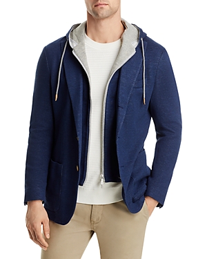 Shop Eleventy 2-in-1 Jersey Slim Fit Sport Coat With Removable Hood In Navy