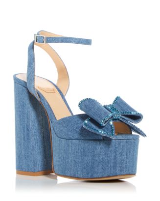 NALEBE Womens Blue Denim Metallic Heel Embellished Padded Amina Means Square Toe Slip On Ballet Flats