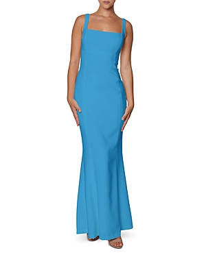 Laundry By Shelli Segal Square Neck Mermaid Gown In Ocean Blue