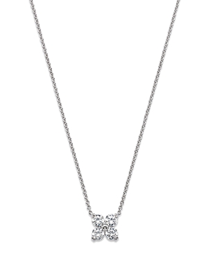 Bloomingdale's Certified Diamond Clover Pendant Necklace In 14k White Gold Featuring Diamonds With The Debeers Code In White
