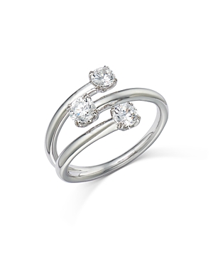 Bloomingdale's Certified Diamond Bypass Ring In 14k White Gold Featuring Diamonds With The Debeers Code Of Origin,