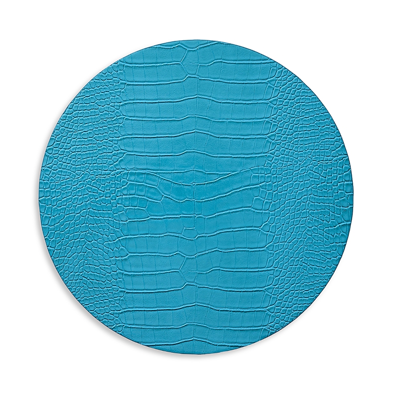 Kim Seybert Croc-embossed Faux Leather Placemat In Turquoise