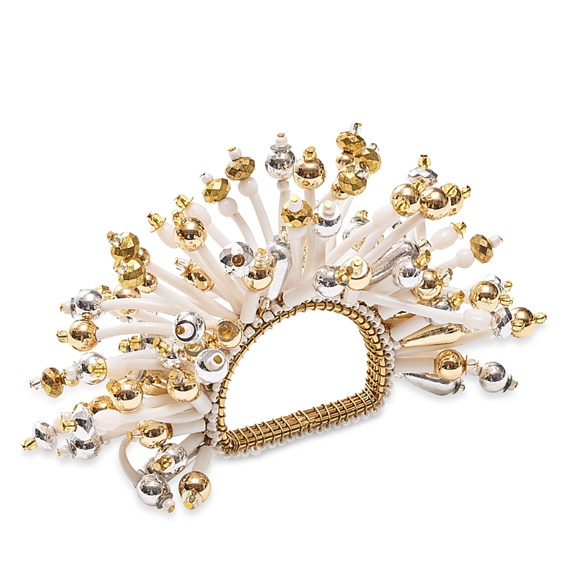 Kim Seybert Fun Burst Napkin Ring In White, Gold & Silver In White/gold