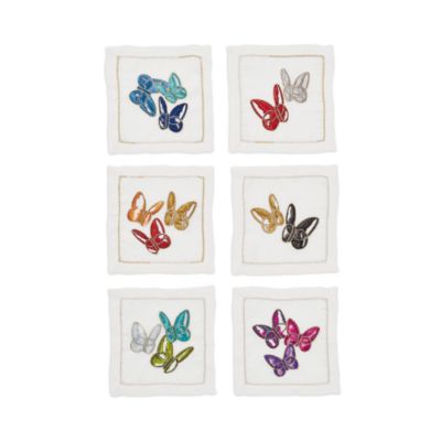 Baccarat x Kim Seybert Butterfly Cocktail Napkin in Multi, Set of 6 in a Gift Box