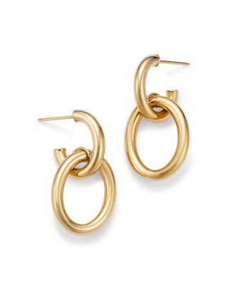 14K Yellow Gold Doorknocker Drop Earrings