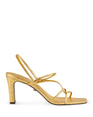 Sandro - Women's Faye Metallic Square Toe Strappy Slingback Sandals