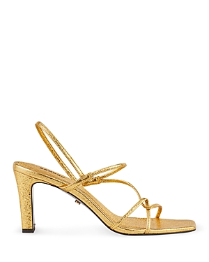 Shop Sandro Women's Faye Metallic Square Toe Strappy Slingback Sandals In Gold