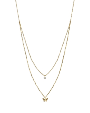 Zoë Chicco 14k Yellow Gold Midi Bitty Symbols Diamond Bezel & Butterfly Layered Pendant Necklace, 16-18
