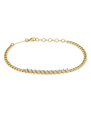 Shop Zoë Chicco 14k Yellow Gold Tennis Diamond Curb Link Bracelet