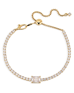 Shop Nadri Tennis, Anyone? Cubic Zirconia Slider Bracelet In 18k Gold Plated In White/gold